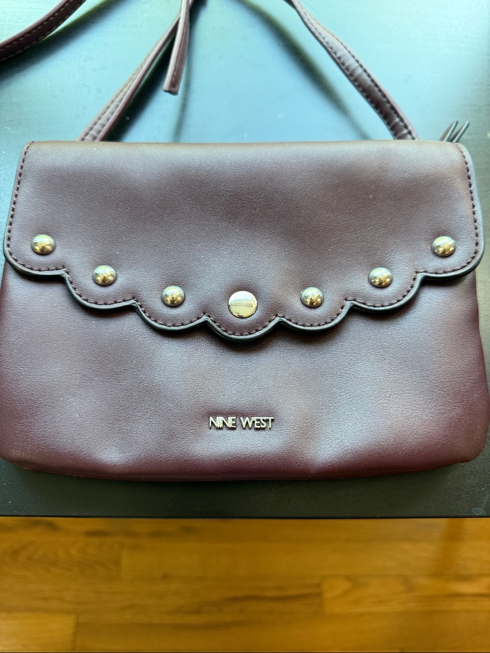 Nine West Plum Scalloped Stud Crossbody Bag - Picture 4 of 11